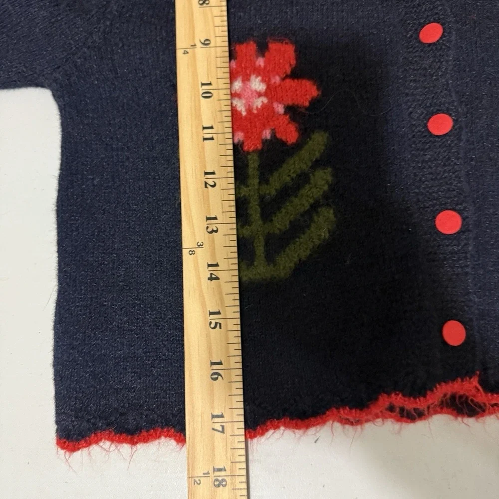 Free People Nonna Knit Cardi Floral Cardigan Sweater‎ Black Small Granny Cottage